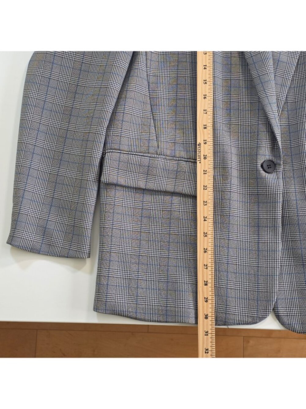 Steve Madden Blazer L Gray Plaid 1B Lined Academia Office Siren Corporate Girlie - Picture 9 of 16